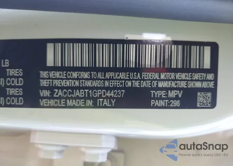 2016 Jeep Renegade Latitude из США, поврежденный, VIN ZACCJABT1GPD44237